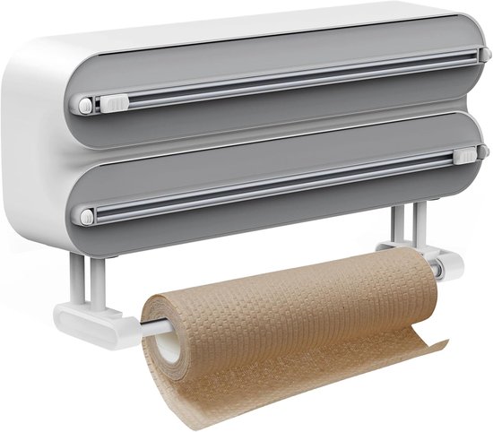 3-in-1 Frischhaltefolienspender Mit Abschneider，universeller Halter Für Frischhaltefolie Und Papierhandtücher，geeignet Für Küchen