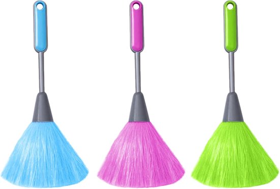 Flauschiges Staubwedel-set – Multifunktional – 3-teilig – Grün/rosa/rot/blau – Mikrofaser