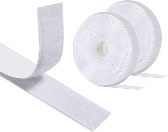 Klettverschluss，2 Rollen，50 Mm X 3 M，mit Selbstklebender Rückseite，doppelseitige Klebestreifen Für Vorhänge，stark Haftender Klettverschluss