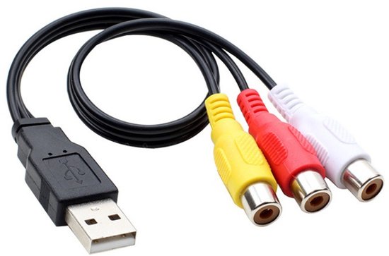 Usb-auf-cinch-kabel, Cinch-kabel, Usb-2.0-stecker Auf 3 Cinch-anschlüsse, Av-schnittstelle, 150 Cm