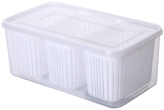 Kühlschrank-aufbewahrungsboxen – Stapelbar – Mit Einsatz Und Deckel – Kühlschrank-aufbewahrungsbehälter – Transparent & Weiß