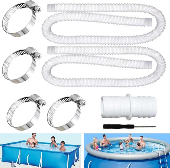 Ersatzschlauch Für Schwimmbecken 2 X 32 Mm Mit 4 Metallverbindern, Langlebiger Und Flexibler Schwimmbadschlauch