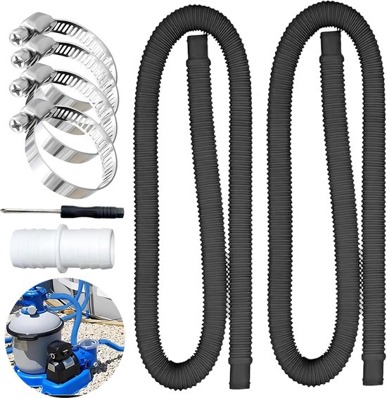 Hochwertiger Poolschlauch 150 Cm – Durchmesser 32 Mm, 2-teilig Mit Sicherheitsclips Und Schlauchverbinder, Ideal Für Poolpumpen