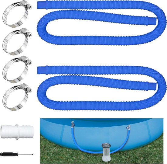 2-teiliger Poolschlauch – Schlauch Für Aufstellpools – Ersatzschläuche Mit Metallklemmen Für Schwimmbecken