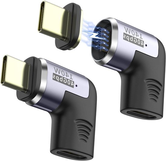 Magnetischer Usb-c-adapter (140 W) Mit 90°-winkelstecker Und Pd-schnellladefunktion，thunderbolt 3/4-kompatibel，8k-video，usb 4.0 (40 Gbit/s)