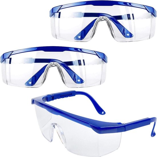 Antibeschlag-schutzbrille，3-teilig，mit Umlaufendem Blauen Rahmen，klare Schutzbrille