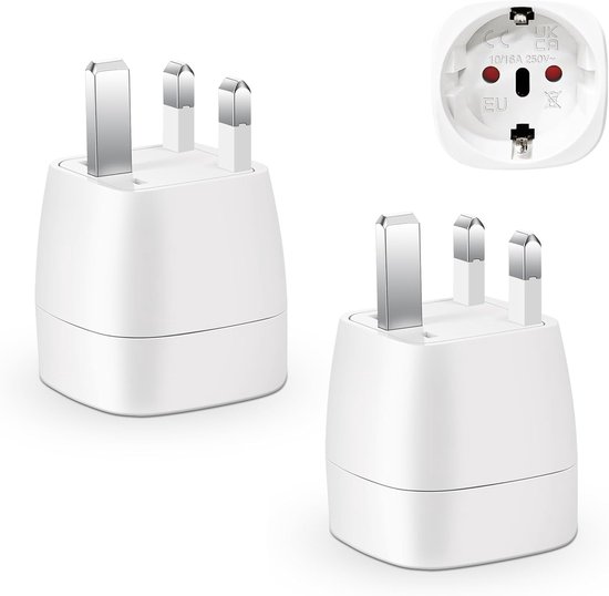 Zweiteiliges Set Mit Britischem Steckeradapter, Reiseadapter Von Frankreich Nach Großbritannien Und Steckeradapter