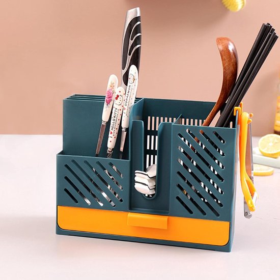 Essstäbchenhalter Mit Abtropffläche，bestecktrockner Mit Abtropfschale Für Löffel Und Essstäbchen，wand-organizer Mit Abtropffläche