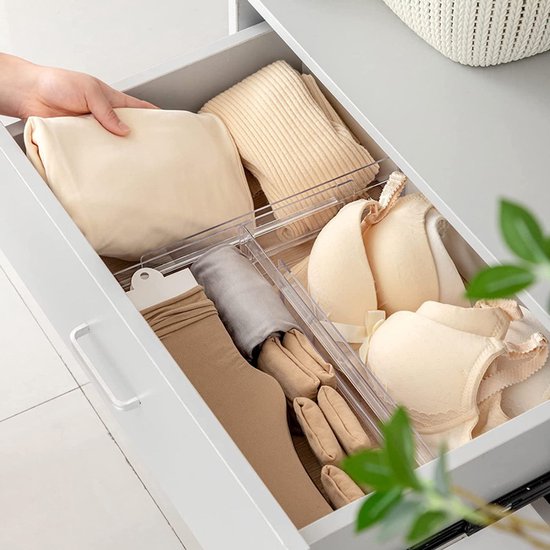 Schubladeneinteiler，4-teilig，schubladenorganizer，verstellbar/ausziehbar (27,5，52 Cm)，für Kleidung/küche/bad/kleiderschrank，kunststoff