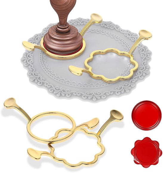 Siegelwachsstempel-set – 2,5 Cm – 2-teilig – Runde Und Blütenförmige Stempel Mit Silikonmatte Zum Verpacken Von Geschenken