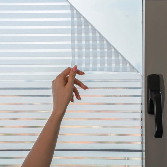 Gestreifte Fensterfolie [30 X 200 Cm] – Selbstklebende Fensterfolie – Statisch Haftende Fensterfolie – Matte Fensterfolie