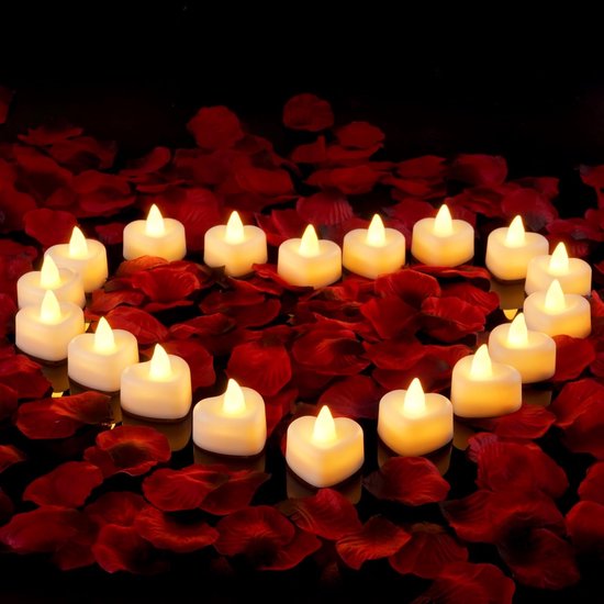 24-teiliges Set Herzförmiger Led-teelichter，kerzenset Für Heiratsanträge，romantische Abende，tischdekoration Bei Hochzeiten Und Geburtstage