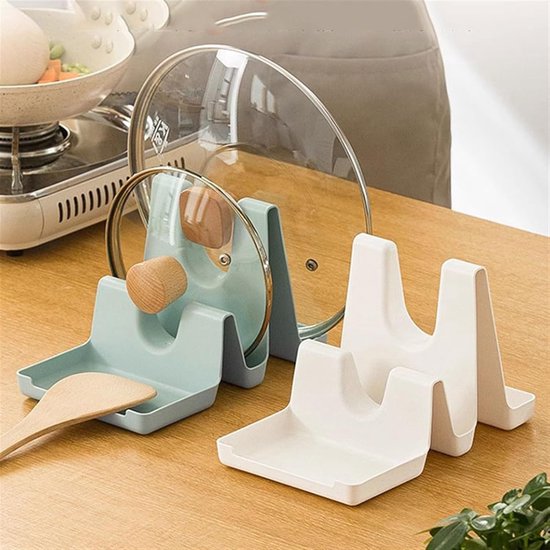 2-teiliges Topf- Und Pfannen-organizer-set，küchen-topfdeckelhalter，multifunktionales Regal，tischregal Für Die Arbeitsplatte (größe: Blau，weiß)