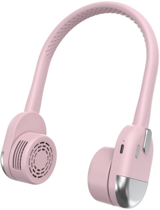 Elektrischer，faltbarer Nackenventilator Mit Kopfhöreranschluss，tragbarer Mini-ventilator Mit Wiederaufladbarem Usb-akku，bläst Kühle Luft (rosa)