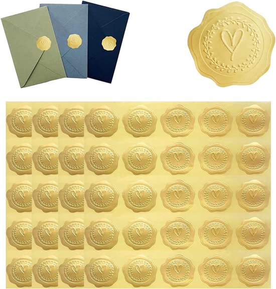 Briefumschlag-siegel，5 Bögen，20 Aufkleber Pro Bogen，aufklebergröße: 34 X 37 Mm，herzförmige Aufkleber，geprägte Briefumschlag-siegel