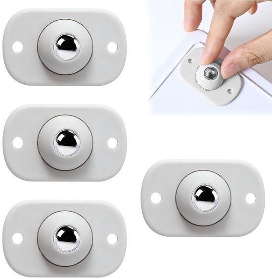 Set Mit 4 Selbstklebenden Mini-lenkrollen Aus Kunststoff Und Edelstahl