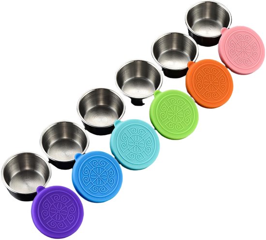 6-teiliges Set Wiederverwendbarer Salatdressing-behälter，auslaufsichere Edelstahl-saucenbehälter Mit Deckel Für Lunchboxen，70 Ml