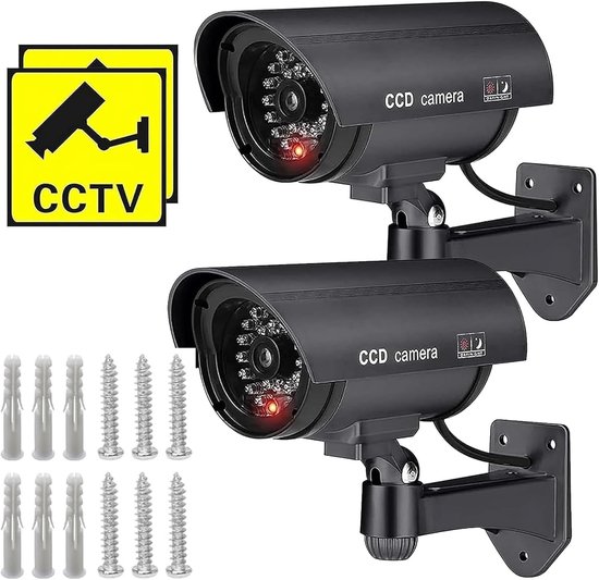 2 Drehbare Attrappen Von Sicherheitskameras Mit Rot Blinkenden Leds Für Den Innen- Und Außenbereich