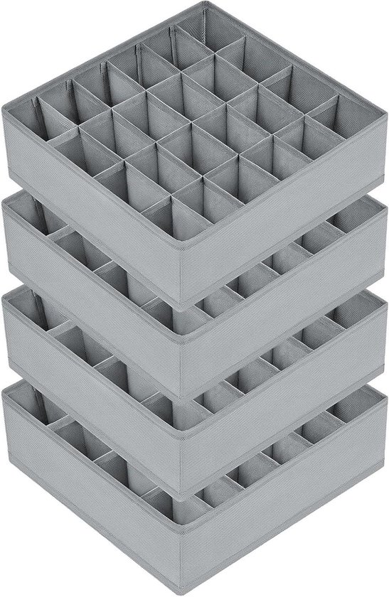 4 Stück Faltbare Aufbewahrungsboxen Für Socken Und Unterwäsche Mit Je 24 Fächern (faltboxen, Schubladeneinteiler, Schubladenorganizer, Stoffboxen Zur Aufbewahrung Von Socken - Hanf)