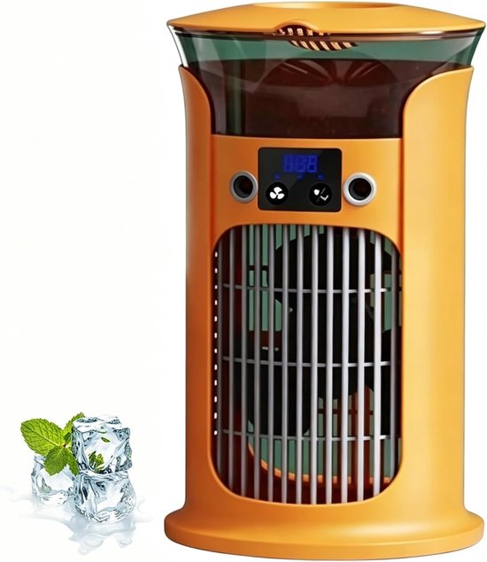 Luftkühler/ventilator，klingenloser Ventilator Mit 880 Ml Wassertank，180° Weitwinkel-luftstrom Und 7 Led-leuchten，leiser Tischventilator (orange)