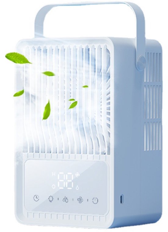 Verdunstungsluftkühler 600 Ml, Touchscreen, 3 Geschwindigkeitsstufen, 8-stunden-timer Und 7-farbige Led-beleuchtung