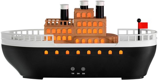 Luftbefeuchter Mit Schiffsmotiv (2026)，farbenfrohen Flammeneffekten，3-stufigem Timer，diffusor Für Ätherische Öle Für Zuhause Und Büro