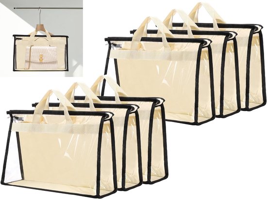 Staubbeutel Für Taschen – 6er-set, Transparent, Mit Reißverschluss Und Griff, Für Kleiderschrank-organizer