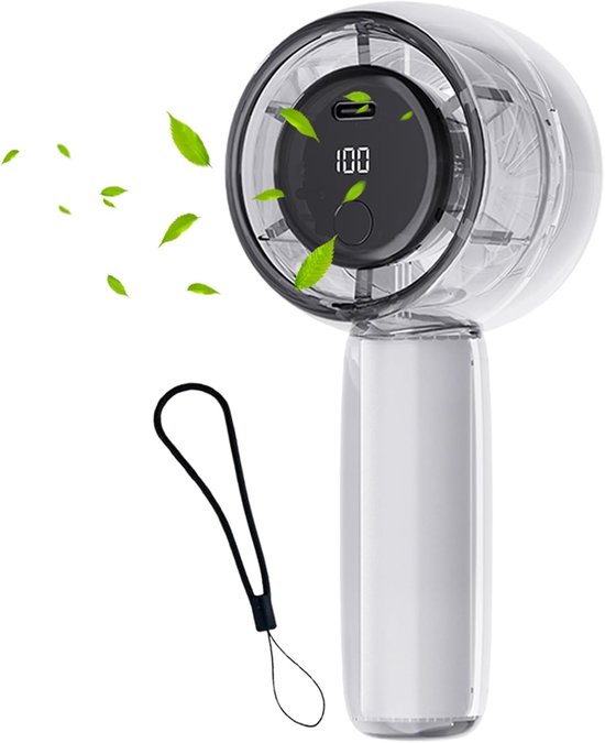 Tragbarer Handventilator Mit Led-beleuchtung，einstellbarer Geschwindigkeit (1，100)，ultraschneller Turboventilator Mit Display