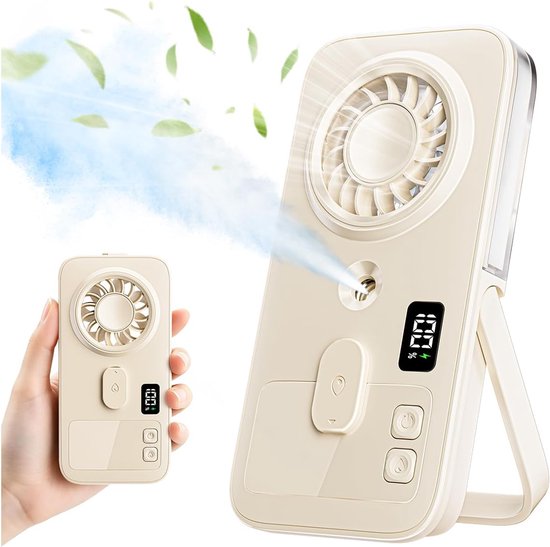 Tragbarer Handventilator Mit Sprühfunktion，wiederaufladbarer Mini-ventilator Mit 4 Geschwindigkeitsstufen