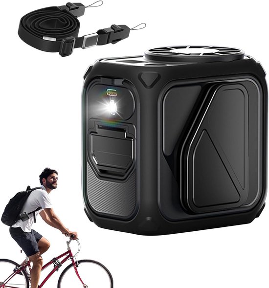 Tragbarer Nackenventilator Mit Clip Zum Befestigen Am Gürtel，integrierte Taschenlampe Für Camping，12 Stunden Laufzeit