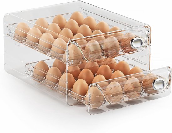 Eierhalter Für 40 Stück Für Den Kühlschrank，stapelbarer Eierbehälter，aufbewahrungsbox Für Frische Eier Im Kühlschrank，2-stöckiger Eierhalter