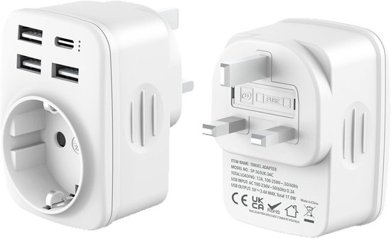 Passender Britischer Steckeradapter，adapter Von Großbritannien Auf Frankreich Mit 3 Usb-a- Und 1 Usb-c-anschluss，singapur Und Dubai