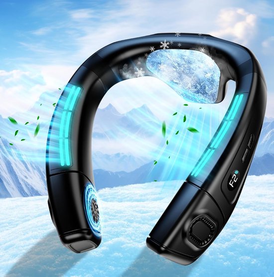 Tragbarer Nackenventilator Mit Eiskühlplatte，leise Mobile Klimaanlage，6000 Mah Akku，wiederaufladbar Per Usb，360°-rückwärtskühlung