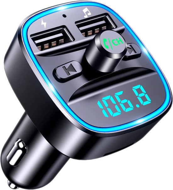 [2026 Verbessert] Auto-bluetooth，fm-bluetooth-transmitter 5.3，dual-usb-autoladegerät，freisprechfunktion，unterstützt Tf-karte/usb-stick