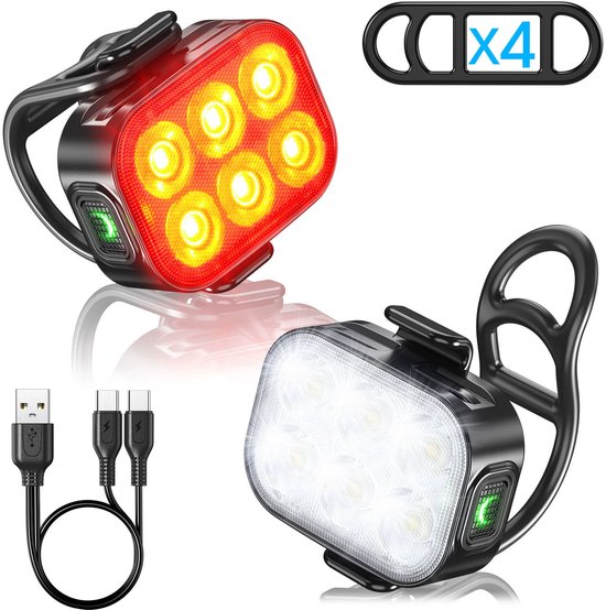 Schlanke，[5+6 Modi] Dual-usb-c-led-fahrradlichter，ip65 Wasserdichte Vorder- Und Rücklichter，geeignet Für Rennräder Und Mountainbikes