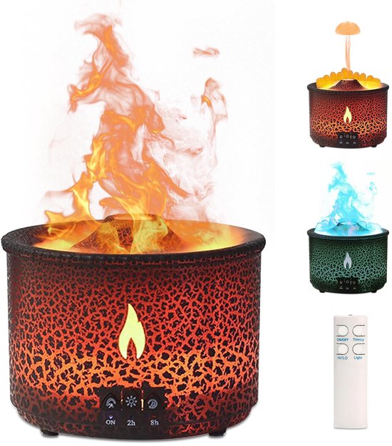Aromatherapie-diffusor Mit Vulkanflammen-effekt (360 Ml) – Ultraschall, Timer, 2-in-1-diffusor