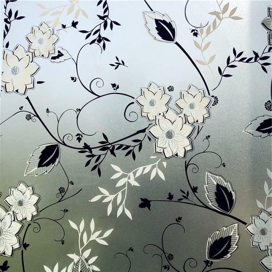 Elektrostatische Sichtschutzfolie Mit Blumenmuster, Verdunkelungsfolie, 44,5 X 200 Cm