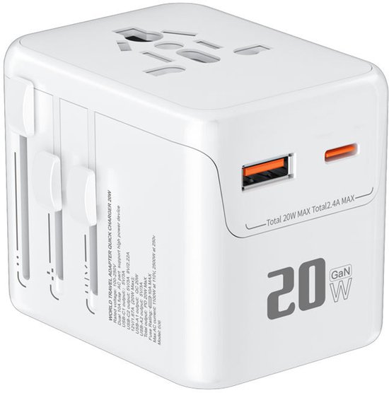 Universal-steckeradapter，universal-reiseadapter Mit 4 Usb-anschlüssen，20 W Gesamtleistung，internationales Reisezubehör，frankreich Nach Usa