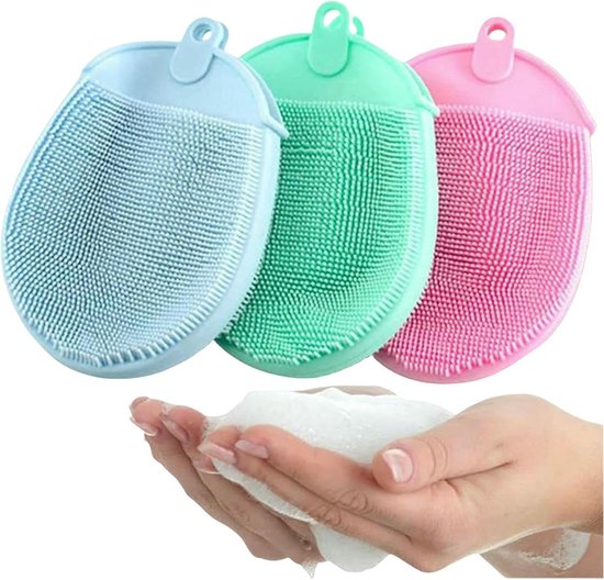 Peelhandschuh-set – Badehandschuh, Waschhandschuh – Hautpflege, Reinigung – Schnelltrocknend – 2-teilig – Grün
