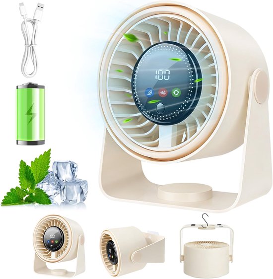 Tischventilator，3-in-1-usb-ventilator，leiser Tischventilator，5 Geschwindigkeitsstufen，360° Verstellbar