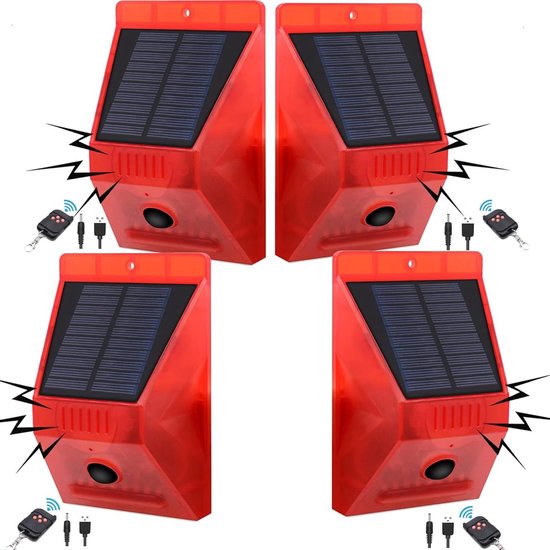 Solar-alarmanlage Mit Bewegungsmelder Und Sirene – Gartensicherheit – 129 Db Ton Und Licht – 8,8 X 3,8 X 13,9 Cm