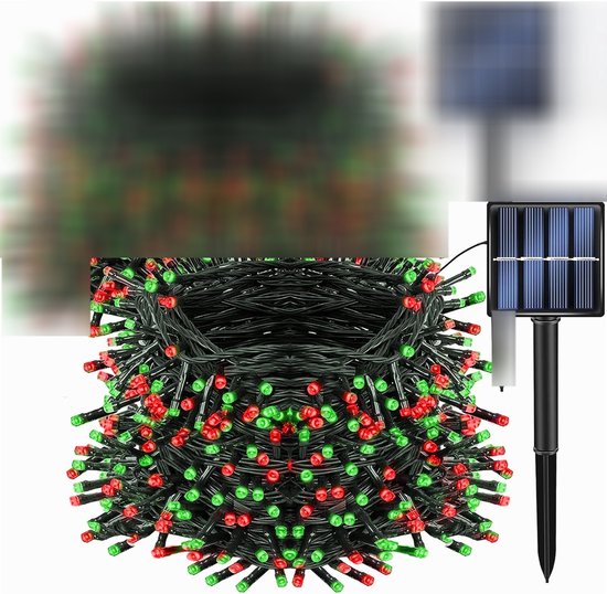 Solarbetriebene Lichterkette，rot Und Grün Für Weihnachten，unabhängigkeitstag，halloween Und Mehr，12 Meter，100 Lichter，[rot + Grün]