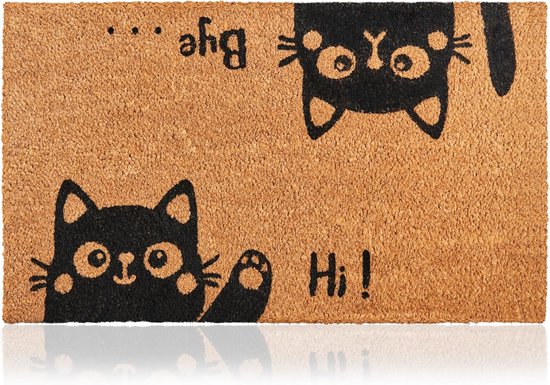 Fußmatte „hi-bye“ Mit Katzenmotiv，45 X 70 Cm，originelle Fußmatte Für Eingangsbereich