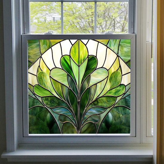 Statische Fensterfolie Mit Regenbogenmuster Im Buntglas-stil, Pvc