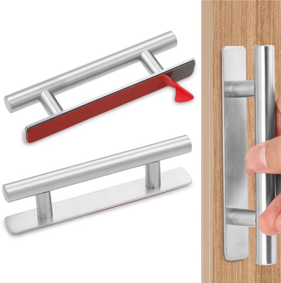 Dailygoods – Möbelgriffe, 2 Stück – Edelstahl – Selbstklebend – Griffe Für Schränke/schubladen – Ergonomisch – Abgerundete Ecken