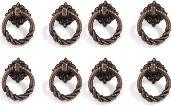 8 Stück Ringgriffe Im Vintage-antik-stil，retro-schubladenringgriffe，alte Vintage-möbelgriffe，schubladengriffe Mit Einem Loch