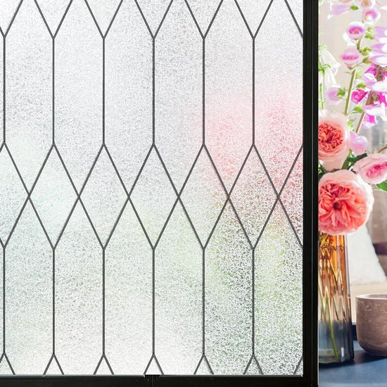Fensterfolie – Buntglas-effekt – Sichtschutz – Marokkanisches Gittermuster – 23,6 X 118,1 Cm – Matt