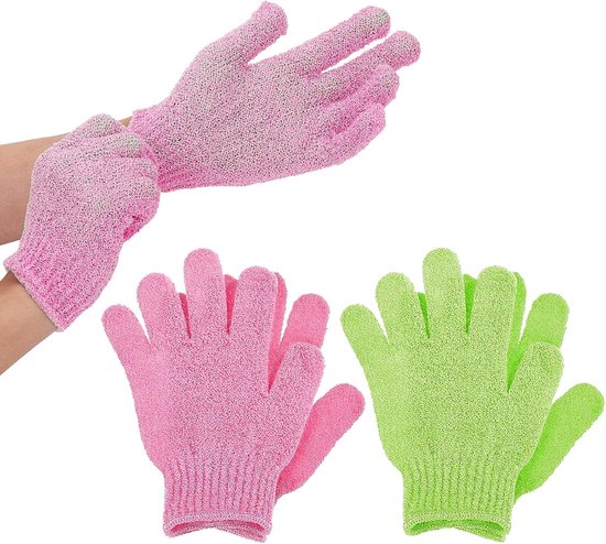 2 Paar Peelinghandschuhe，duschhandschuhe Mit Doppelter Textur，badehandschuhe Für Dusche，zum Entfernen Abgestorbener Hautschüppchen