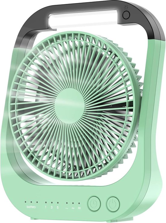 Wiederaufladbarer Campingventilator Mit 10000 Mah Akku – Tischventilator Mit Led-licht, Timer, 4 Geschwindigkeitsstufen Und 180°-drehung
