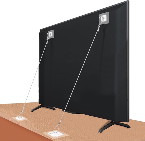 Verstellbare Sicherheitsgurte Für Fernseher (für Fernseher Bis Zu 42 Zoll)，set Mit 6 Gurten + 12 Ersatzklebepads